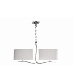 Eve Linear Pendant 2 Arm 4 Light E27 Polished Chrome With Spanish Corrugated White Oval Shades-1