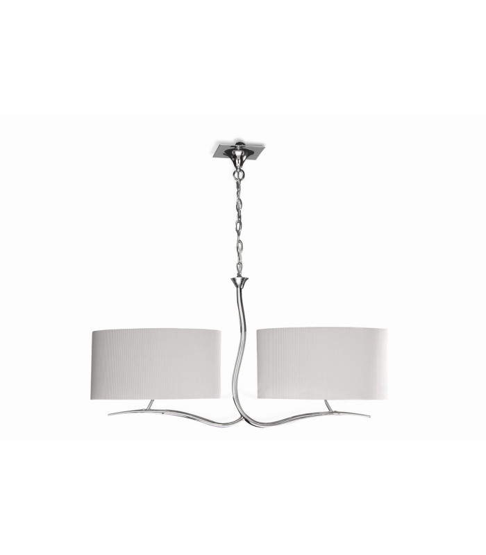 Eve Linear Pendant 2 Arm 4 Light E27 Polished Chrome With Spanish Corrugated White Oval Shades-1