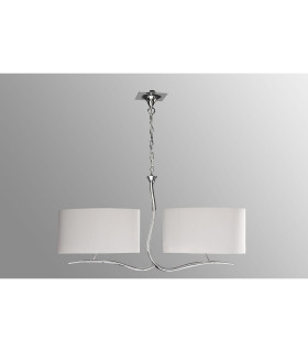 Eve Linear Pendant 2 Arm 4 Light E27 Polished Chrome With Spanish Corrugated White Oval Shades-2