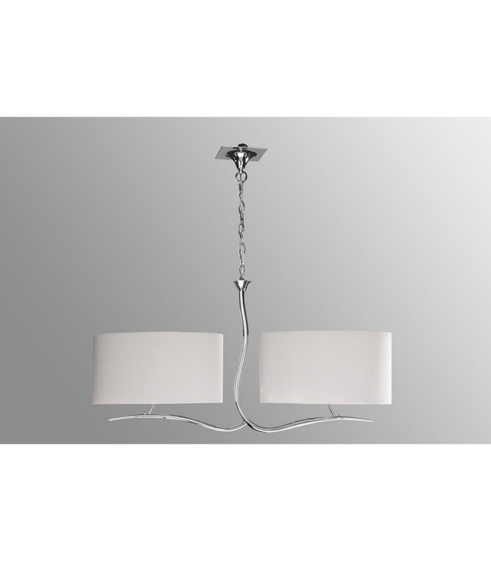 Eve Linear Pendant 2 Arm 4 Light E27 Polished Chrome With Spanish Corrugated White Oval Shades-2