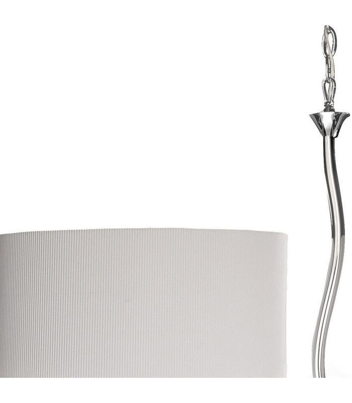 Eve Linear Pendant 2 Arm 4 Light E27 Polished Chrome With Spanish Corrugated White Oval Shades-4