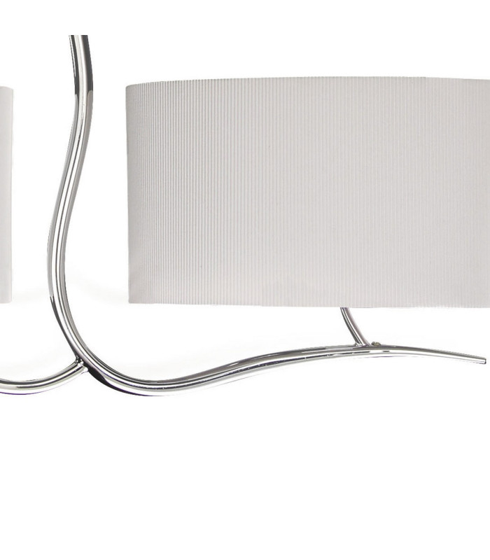 Eve Linear Pendant 2 Arm 4 Light E27 Polished Chrome With Spanish Corrugated White Oval Shades-5