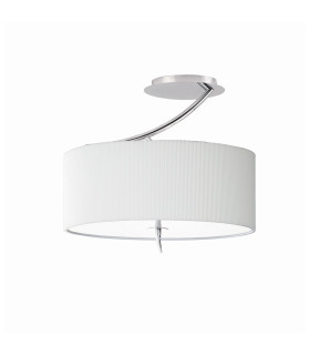 Eve Semi Flush 2 Light E27 Polished Chrome With Spanish Corrugated White Oval Shade-1