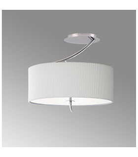 Eve Semi Flush 2 Light E27 Polished Chrome With Spanish Corrugated White Oval Shade-2