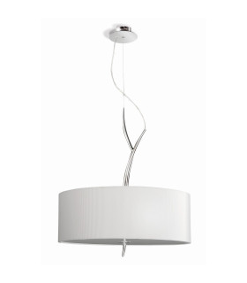Eve Single Pendant 3 Light E27 Polished Chrome With Spanish Corrugated White Round Shade-1