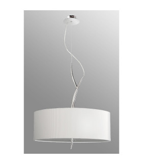 Eve Single Pendant 3 Light E27 Polished Chrome With Spanish Corrugated White Round Shade-2