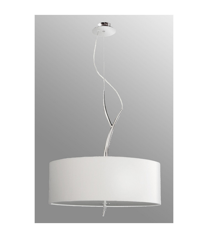 Eve Single Pendant 3 Light E27 Polished Chrome With Spanish Corrugated White Round Shade-2