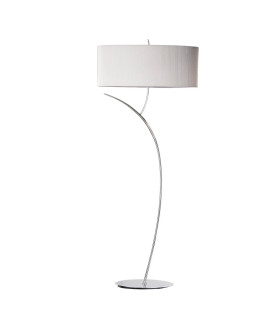 Eve Floor Lamp 2 Light E27 Polished Chrome With Spanish Corrugated White Oval Shade-1