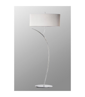 Eve Floor Lamp 2 Light E27 Polished Chrome With Spanish Corrugated White Oval Shade-2