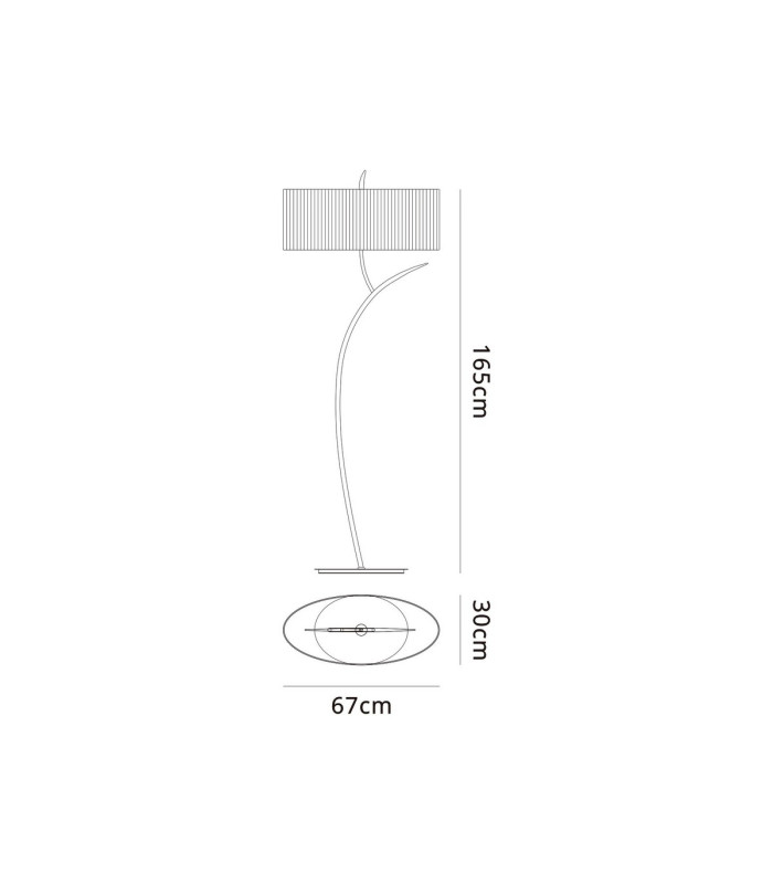 Eve Floor Lamp 2 Light E27 Polished Chrome With Spanish Corrugated White Oval Shade-6