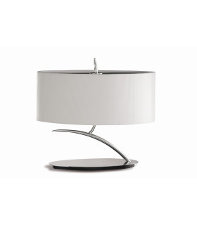Eve Table Lamp 2 Light E27 Small Polished Chrome With Spanish Corrugated White Oval Shade-1