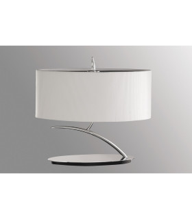 Eve Table Lamp 2 Light E27 Small Polished Chrome With Spanish Corrugated White Oval Shade-2