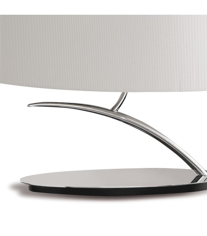 Eve Table Lamp 2 Light E27 Small Polished Chrome With Spanish Corrugated White Oval Shade-3