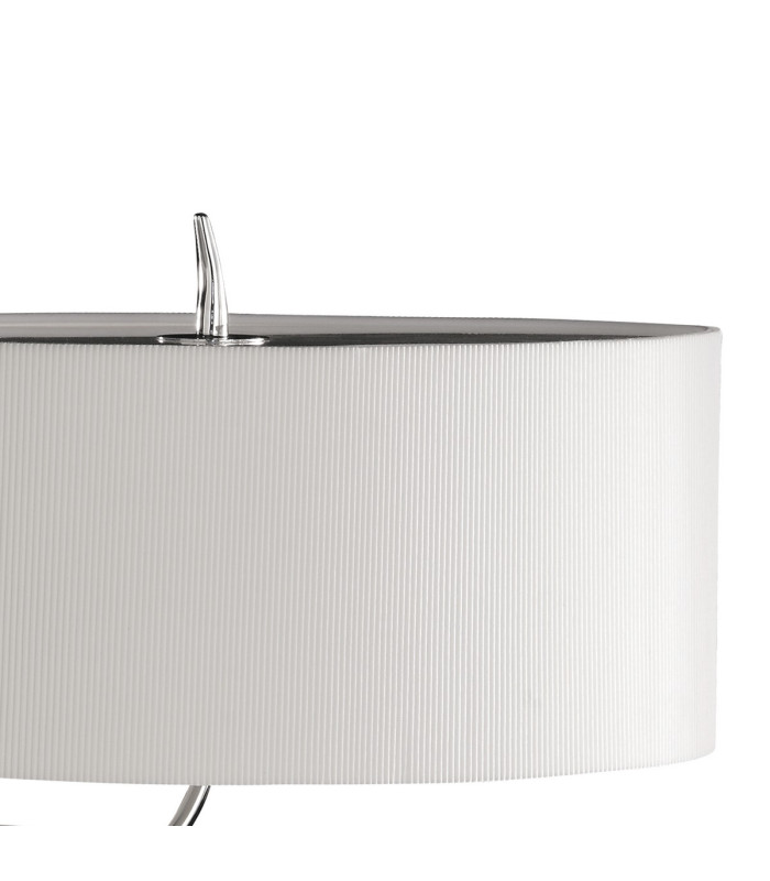 Eve Table Lamp 2 Light E27 Small Polished Chrome With Spanish Corrugated White Oval Shade-4