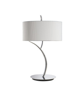 Eve Table Lamp 2 Light E27 Large Polished Chrome With Spanish Corrugated White Round Shade-1