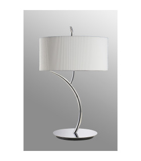 Eve Table Lamp 2 Light E27 Large Polished Chrome With Spanish Corrugated White Round Shade-2