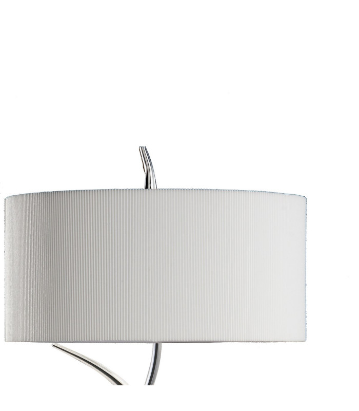 Eve Table Lamp 2 Light E27 Large Polished Chrome With Spanish Corrugated White Round Shade-5