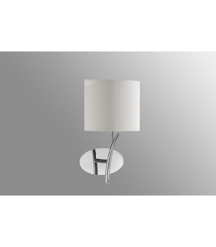 Eve Wall Lamp 1 Light E27 Polished Chrome With Spanish Corrugated White Oval Shade-2