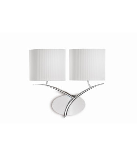Eve Wall Lamp 2 Light E27 Polished Chrome With Spanish Corrugated White Oval Shades-1