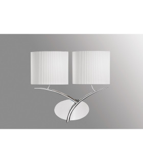 Eve Wall Lamp 2 Light E27 Polished Chrome With Spanish Corrugated White Oval Shades-2