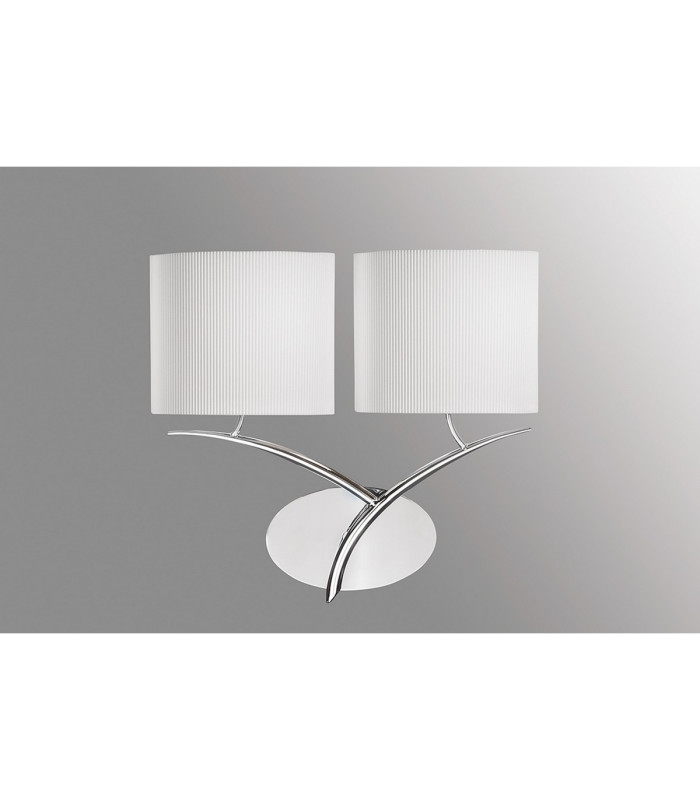 Eve Wall Lamp 2 Light E27 Polished Chrome With Spanish Corrugated White Oval Shades-2