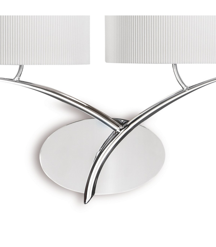 Eve Wall Lamp 2 Light E27 Polished Chrome With Spanish Corrugated White Oval Shades-3
