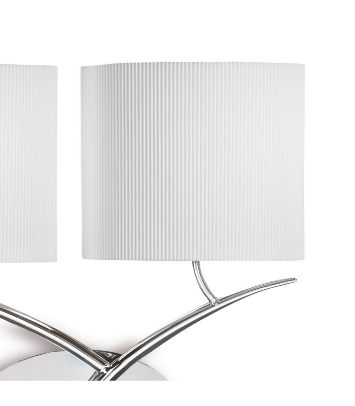 Eve Wall Lamp 2 Light E27 Polished Chrome With Spanish Corrugated White Oval Shades-4
