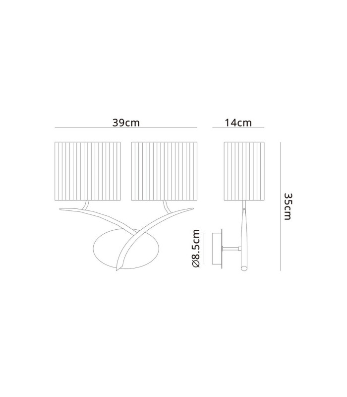 Eve Wall Lamp 2 Light E27 Polished Chrome With Spanish Corrugated White Oval Shades-5