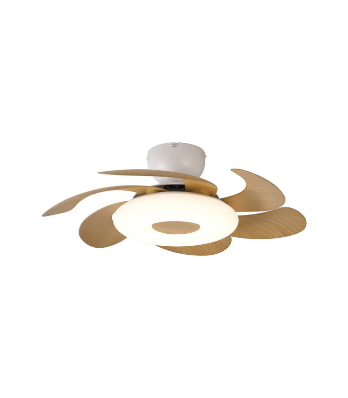 Flowers 24W LED Dimmable Ceiling Light With Built-In 25W DC Reversible Fan Remote Control 2700-5000K 2900lm White/Wood-1