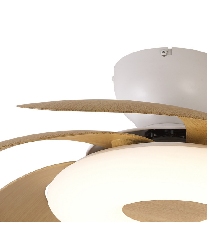 Flowers 24W LED Dimmable Ceiling Light With Built-In 25W DC Reversible Fan Remote Control 2700-5000K 2900lm White/Wood-4