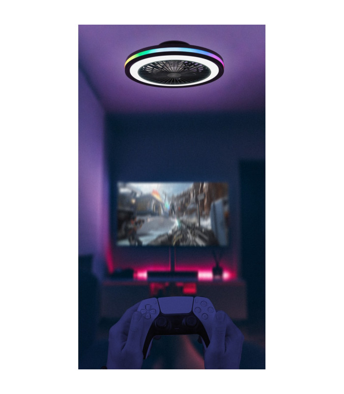 Gamer 40W LED Dimmable White/RGB Ceiling Light With Built-In 20W DC Reversible Fan c/w Remote Control 4200lm White-3