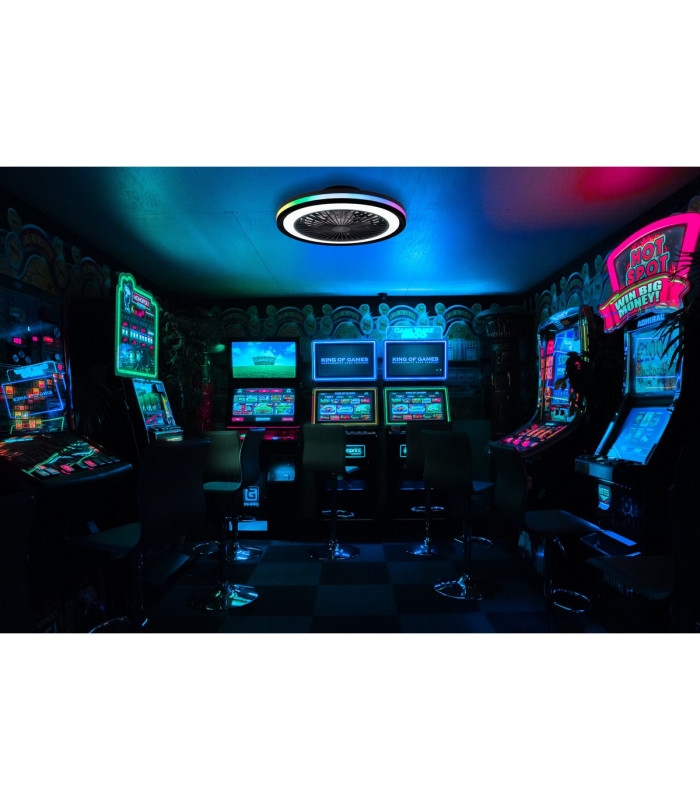 Gamer 40W LED Dimmable White/RGB Ceiling Light With Built-In 20W DC Reversible Fan c/w Remote Control 4200lm White-4