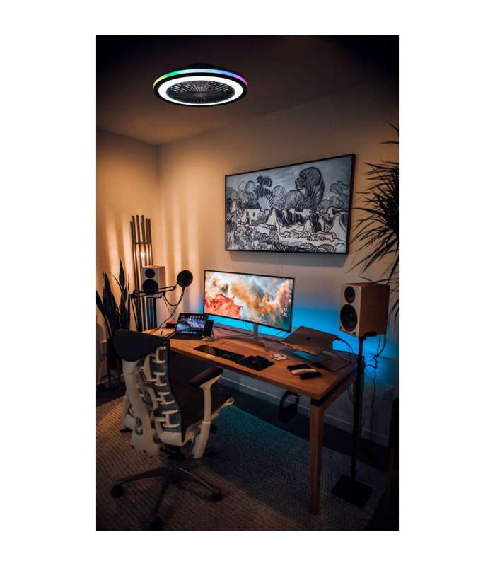 Gamer 40W LED Dimmable White/RGB Ceiling Light With Built-In 20W DC Reversible Fan c/w Remote Control 4200lm White-5