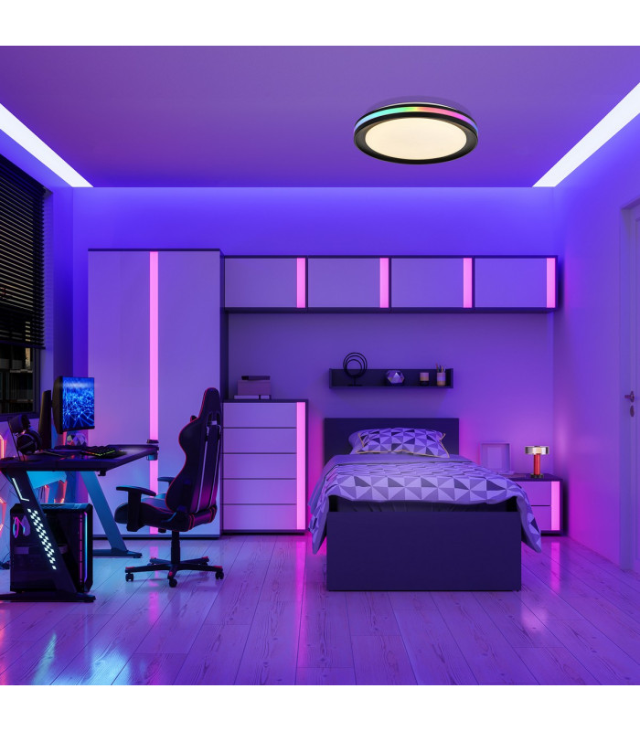 Gamer 60W LED Dimmable White/RGB Ceiling Light With Built-In 26W DC Reversible Fan c/w Remote Control 4200lm White-6