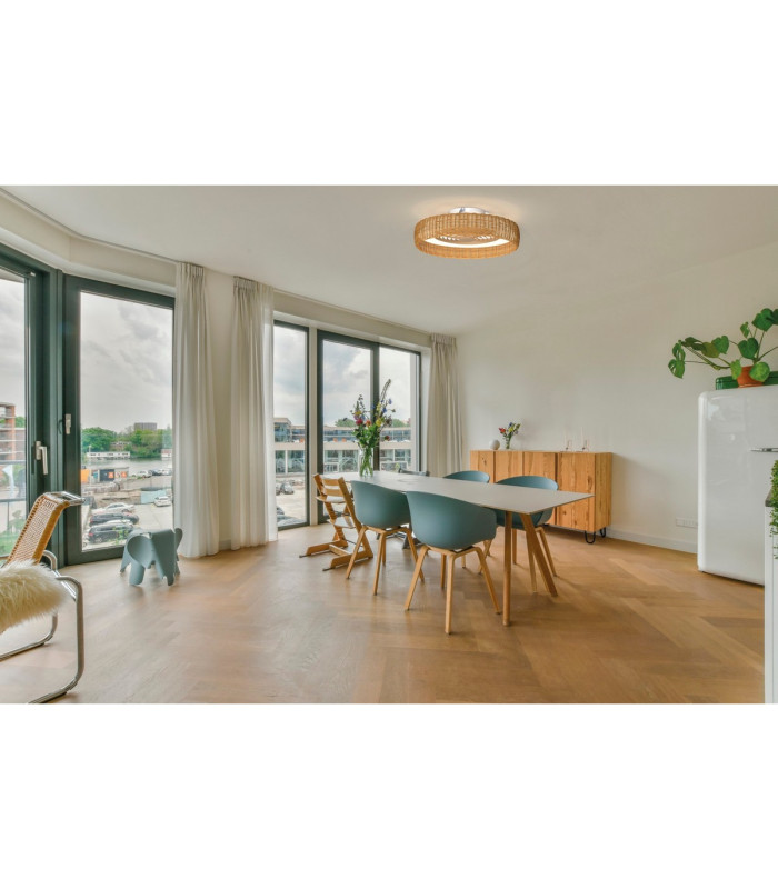Kilimanjaro 24W LED Ceiling Light CCT 2700/4000/5000K 1700lm Beige Rattan 5yrs Warranty-3