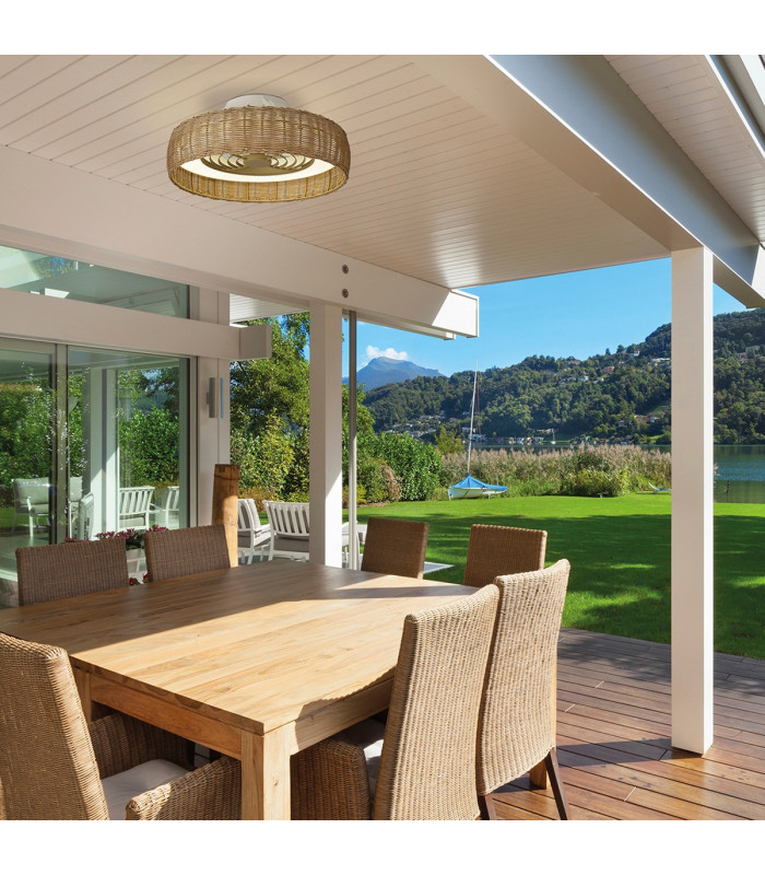 Kilimanjaro 24W LED Ceiling Light CCT 2700/4000/5000K 1700lm Beige Rattan 5yrs Warranty-5