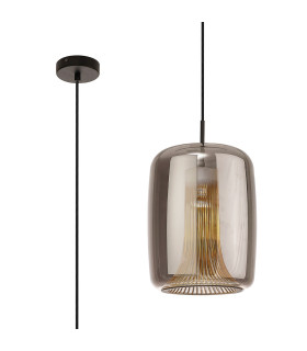 Kriss Cylinder Pendant 1 Light GU10 Black/Black Glass Shade With Inner Lined Funnel Glass-1