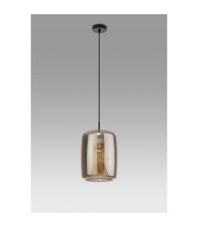 Kriss Cylinder Pendant 1 Light GU10 Black/Black Glass Shade With Inner Lined Funnel Glass-2