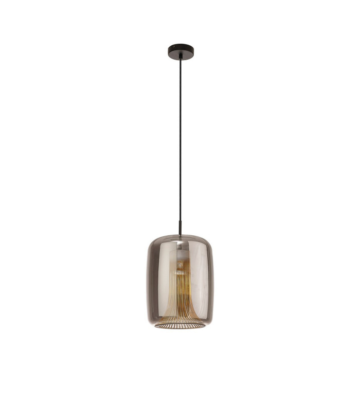 Kriss Cylinder Pendant 1 Light GU10 Black/Black Glass Shade With Inner Lined Funnel Glass-5