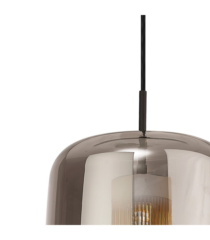Kriss Cylinder Pendant 1 Light GU10 Black/Black Glass Shade With Inner Lined Funnel Glass-6