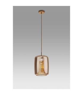 Kriss Cylinder Pendant 1 Light GU10 Bronze/Bronze Glass Shade With Inner Lined Funnel Glass-2