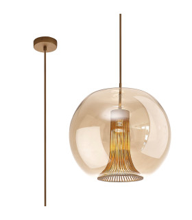 Kriss Squircle Pendant 1 Light GU10 Bronze/Bronze Glass Shade With Inner Lined Funnel Glass-1