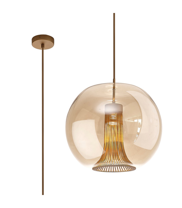 Kriss Squircle Pendant 1 Light GU10 Bronze/Bronze Glass Shade With Inner Lined Funnel Glass-1