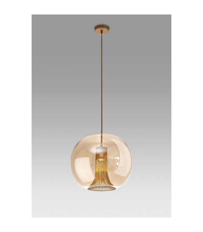 Kriss Squircle Pendant 1 Light GU10 Bronze/Bronze Glass Shade With Inner Lined Funnel Glass-2