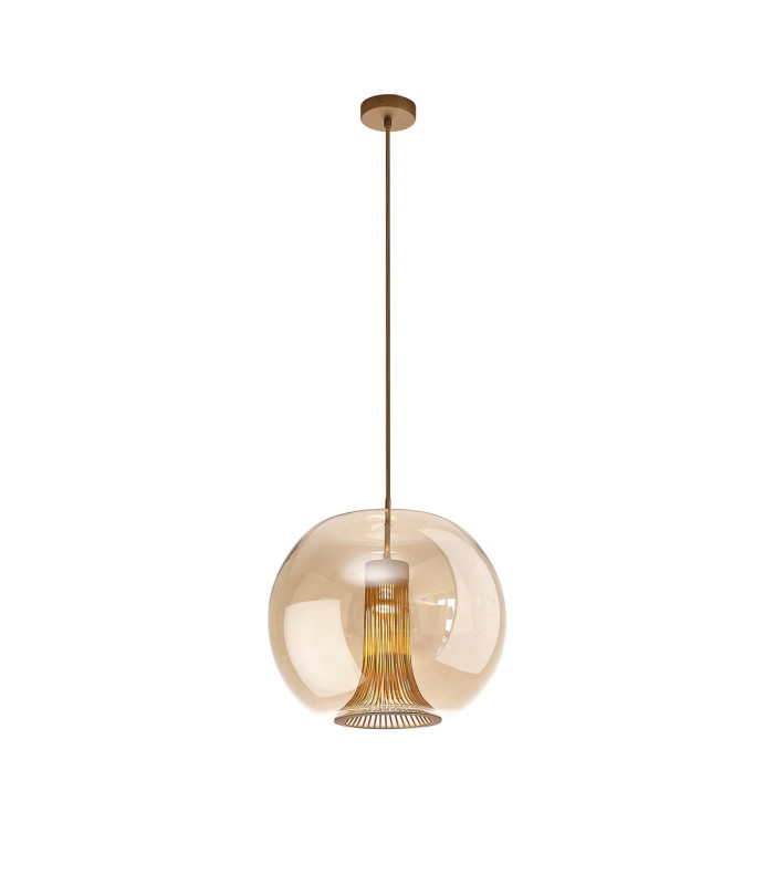Kriss Squircle Pendant 1 Light GU10 Bronze/Bronze Glass Shade With Inner Lined Funnel Glass-5