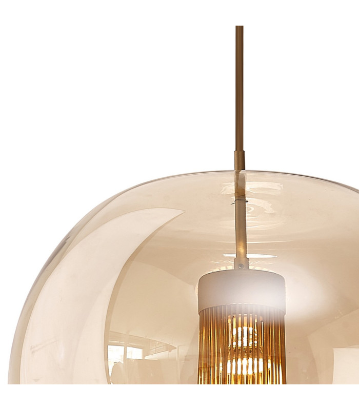 Kriss Squircle Pendant 1 Light GU10 Bronze/Bronze Glass Shade With Inner Lined Funnel Glass-6