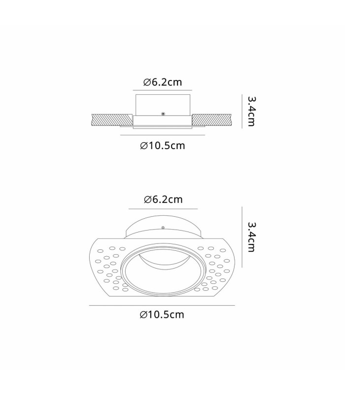 Lances Trimless Recessed Spotlight 10.5cm GU10 (Max 12W) Cut Out 62mm Black-5