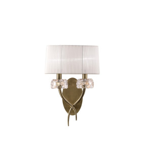 Loewe Wall Lamp 2 Light E14 Antique Brass With White Shade (4734)-1