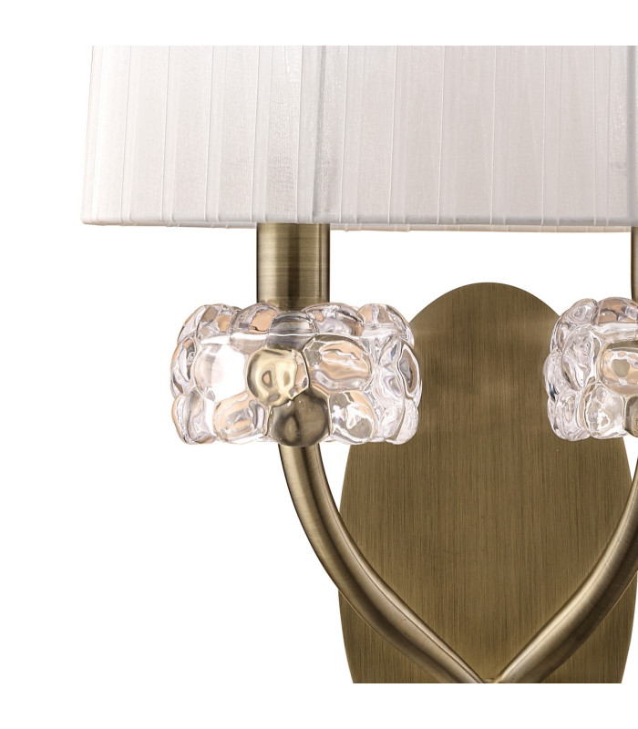 Loewe Wall Lamp 2 Light E14 Antique Brass With White Shade (4734)-4