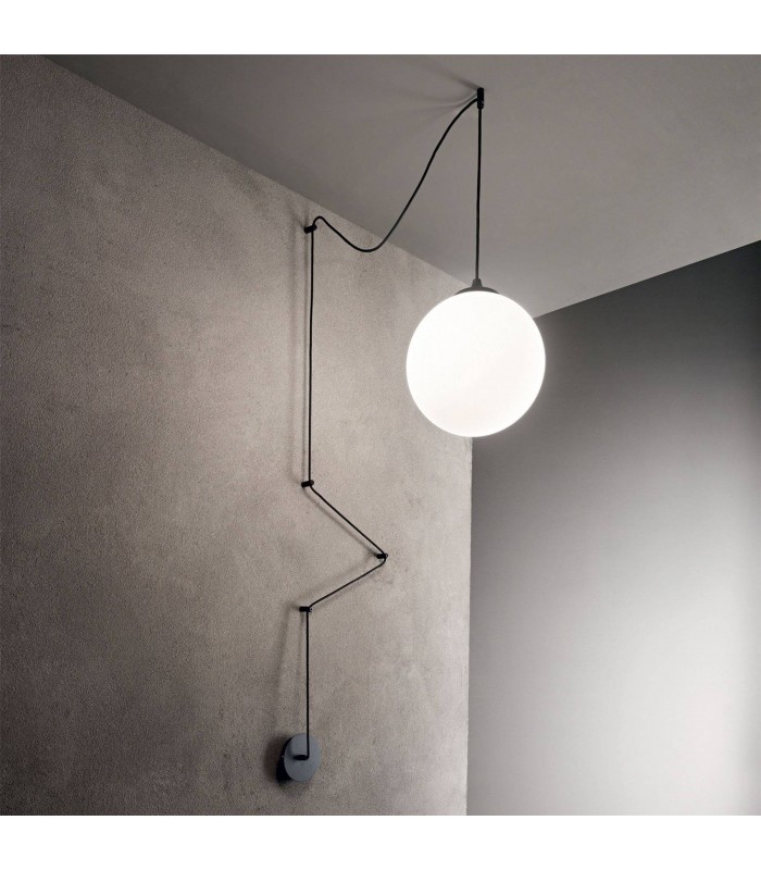 1 Light Globe Ceiling Pendant Black, E27 - 1